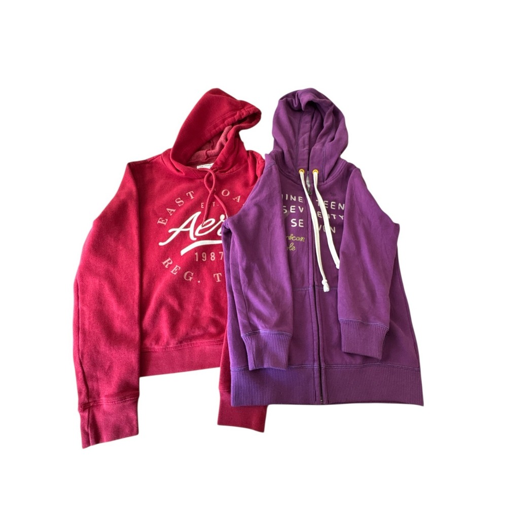 American Eagle & Aeropostale Hoodie Classic Bundle Women's Purple and Red Size S